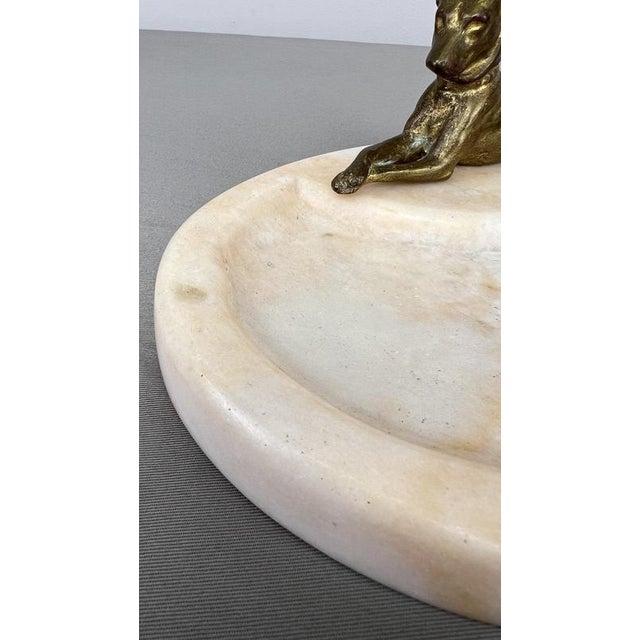 Antique French Marble and Brass Dog Display Tray For Sale - Image 9 of 14