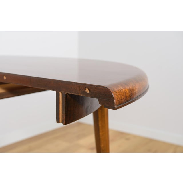 Brown Art Deco Round Extendable Teak Dining Table, France, 1930s For Sale - Image 8 of 14