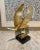 Modernist Brass Bird Hood Ornament Mounted on Marble Base For Sale - Image 9 of 11