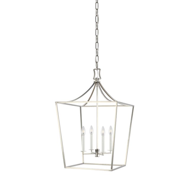 2020s Chapman & Myers by Visual Comfort Studio Southold Medium Lantern, Silver For Sale - Image 5 of 5
