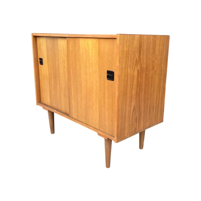 Vintage Danish Modern Teak Bar Cabinet With Sliding Doors For Sale - Image 14 of 14