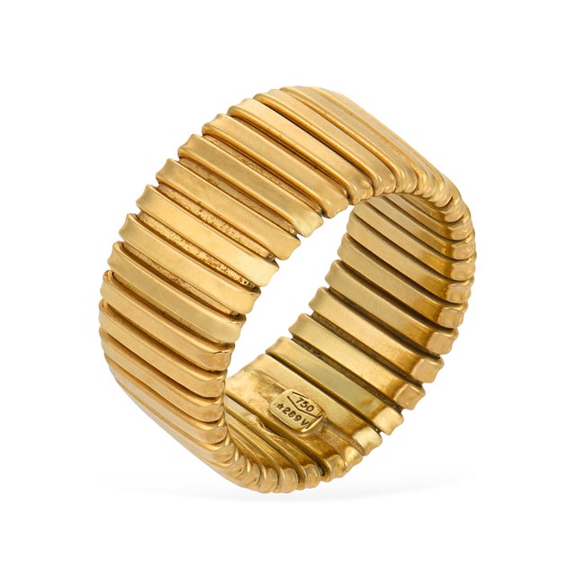 Vintage 18k Yellow Gold Tubogas Style Band, Size 7 For Sale - Image 4 of 6