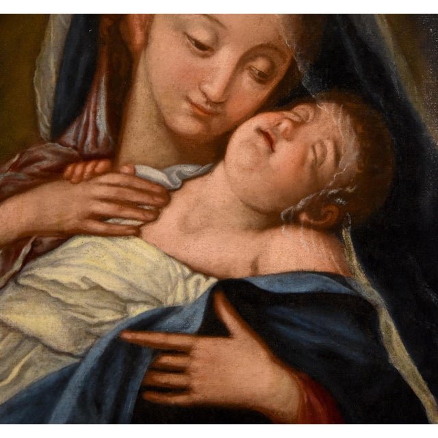 Mid 18th Century Follower of Giovan Battista Salvi Detto Il Sassoferrato, Madonna and Child, 1750, Oil on Canvas For Sale - Image 5 of 13