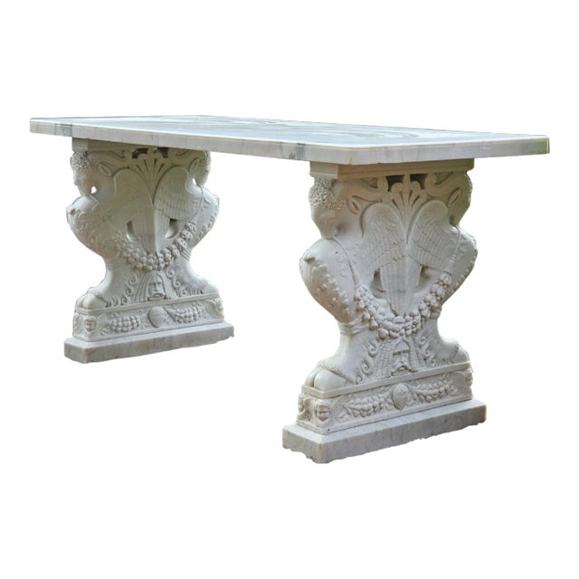 Early 20th Century Antique Carved Marble Garden or Center Table For Sale