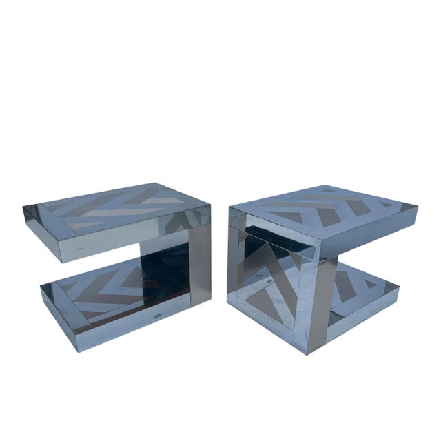 Ello Furniture 1970s Ello Chrome and Bonze Side Tables For Sale - Image 4 of 6