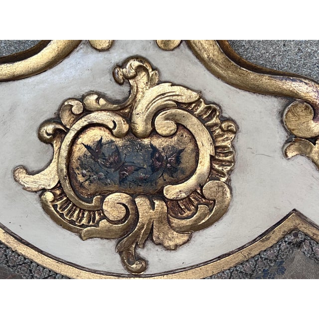 Pair of Venetian Hand Painted Armchairs in White Antique Painting and Giltwood For Sale - Image 12 of 18