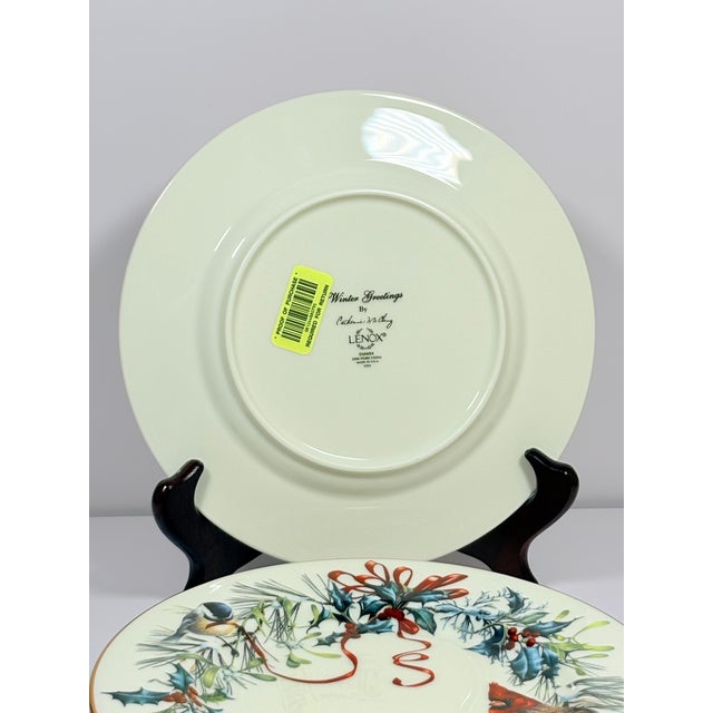 1990s 1990s Lenox “ Winter Greetings” Side Plates ~ Set of 6 For Sale - Image 5 of 9