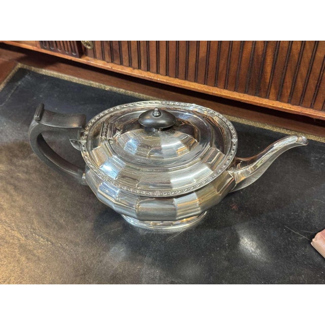 English silver-plated metal service from the 1930s, consisting of a teapot, a sugar bowl and a milk jug - teapot...
