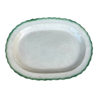 Antique Pearlware Green Feather Edge Platter, Circa 1820’s For Sale