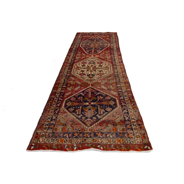Textile Antique Turkish Anatolian Runner Rug With Triple Medallion Motif in Crimson and Indigo Wool For Sale - Image 7 of 9