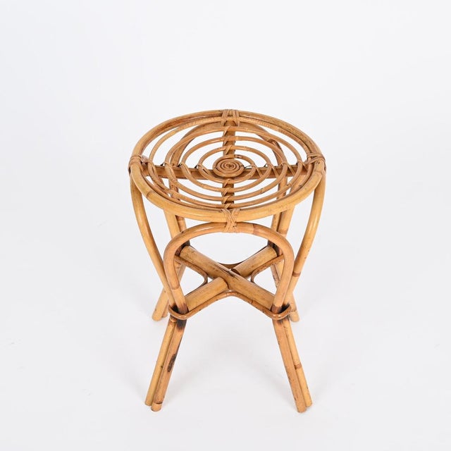 Gold Side Table in Rattan and Bamboo by Franco Albini, Italy, 1960s For Sale - Image 8 of 15