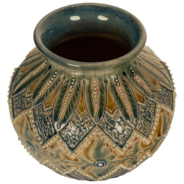 Antique Aesthetic Movement Doulton Lambeth Stoneware Vase Elizabeth Atkins 1883 For Sale - Image 10 of 13