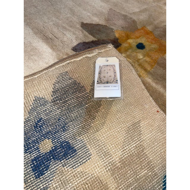 Beige Antique Chinese Rug with Floral Design For Sale - Image 8 of 9
