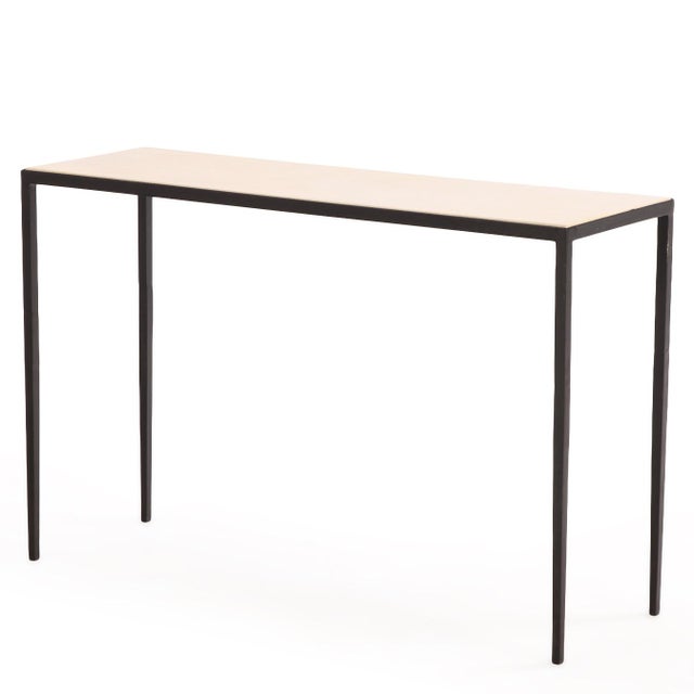 Contemporary A Parchment and Iron Console in the Manner of Jean-Michel Frank For Sale - Image 3 of 7