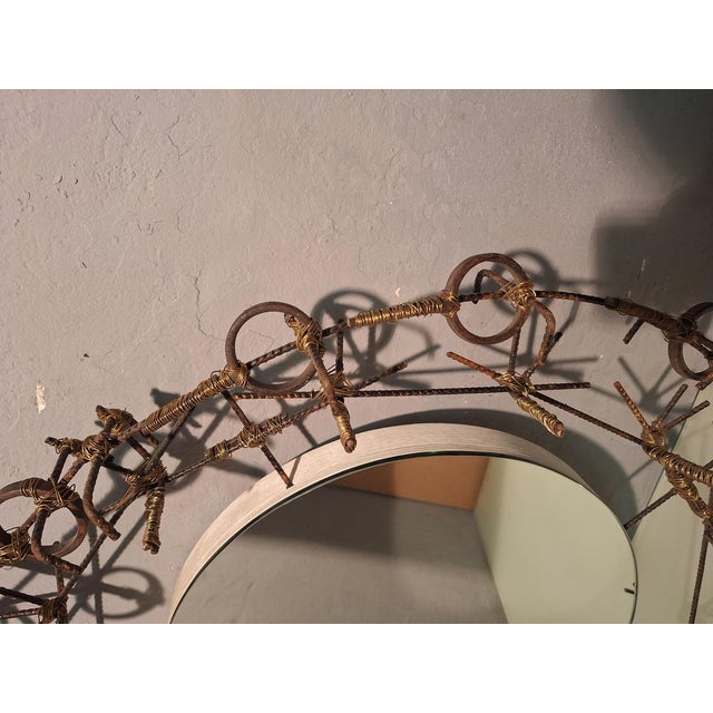 Vintage Round Mirror with Iron Props from Morgan Rida, 2000s For Sale - Image 18 of 18