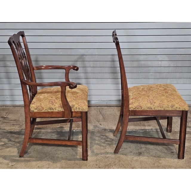 Set of Late 20th Century 8 Councill Chippendale Style Solid Mahogany Dining Chairs For Sale - Image 9 of 14