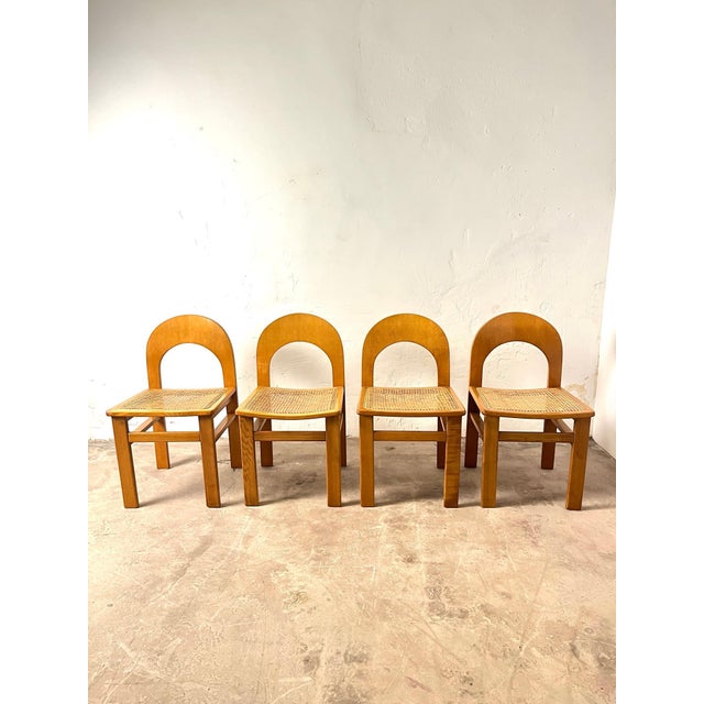 Postmodern Vintage Arcadia Cane Chairs from Fratelli Tagliabue, 1970, Set of 4 For Sale - Image 3 of 18