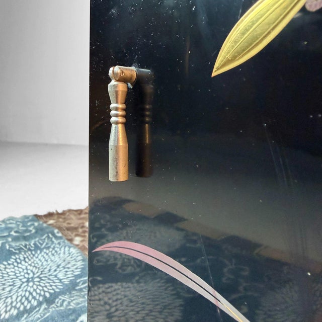 Japanese Lacquer Cabinet with Orchid, 1980s For Sale - Image 6 of 16