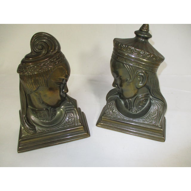 Vintage Asian Brass Bookends - Pair For Sale - Image 6 of 12