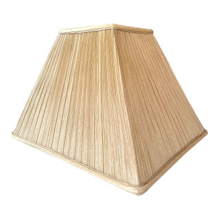 Vintage Hand Shirred Champagne Taupe Silk Large Pleated Lamp Shade Lined For Sale