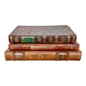 Antique French/Swedish Leather Bound Books - Set of 3
