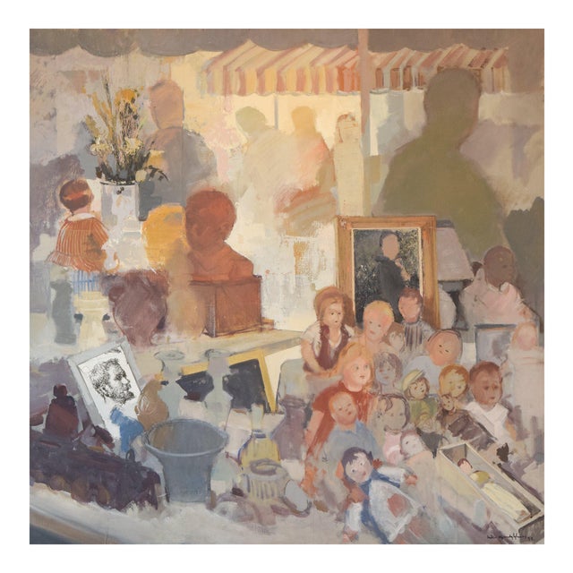 Julio Garcia Iglesias, Market, 1993, Oil on Canvas, Framed For Sale
