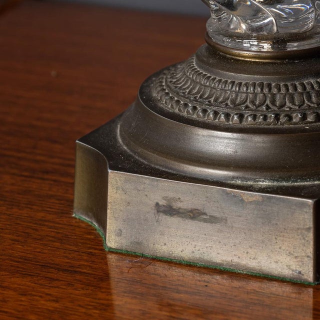 French Column Crystal and Bronze Table Lamps, 1979, Set of 2 For Sale - Image 3 of 13