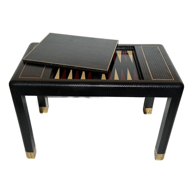 1980s Embossed Leather Game Table or Desk For Sale