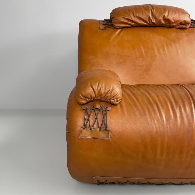 1970s Italian Modern Brown Leather Armchairs, 1970s, Set of 2 For Sale - Image 5 of 18