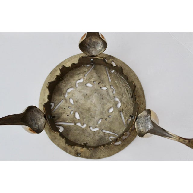 Mid Century Brass Round Kettle Stand Trivet Fireplace Footman For Sale - Image 10 of 11