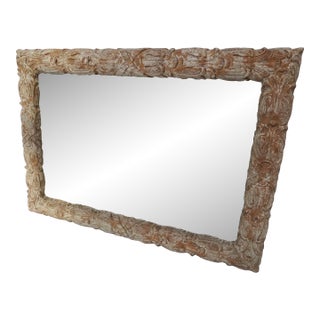 French Carved Mirror With Crackle Finish For Sale