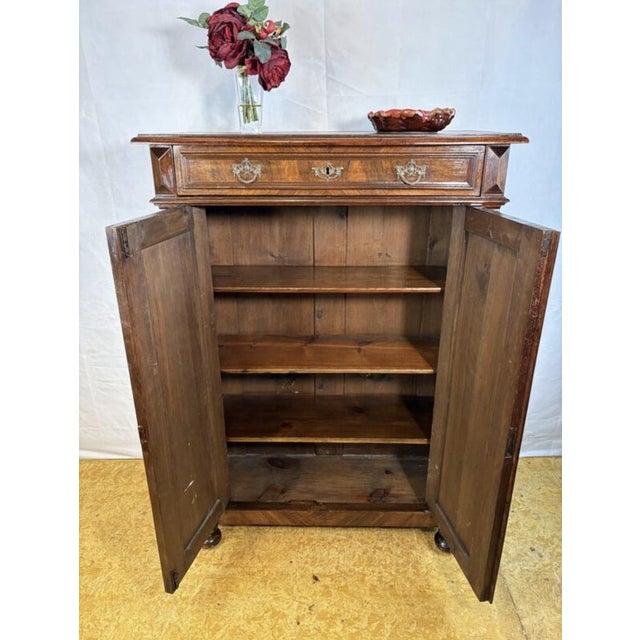 Antique Gründerzeit Vertiko Cabinet in Walnut, 1890s For Sale - Image 6 of 13