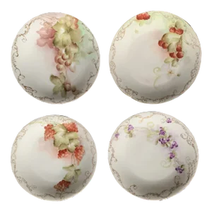 Antique 1900s Hand-Painted and Signed Limoges Berry Plates-Set of 4