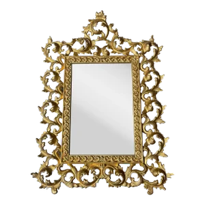 1970s French Rococo Style Beveled Mirror With Bronze Frame