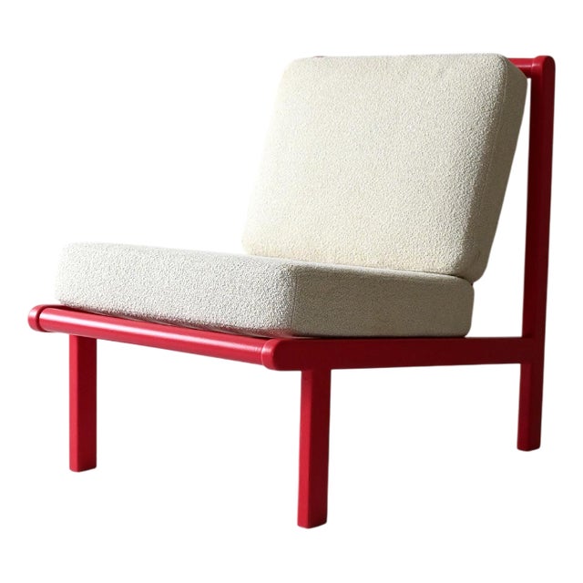 Vintage Scandinavian Cherry Red Lounge Chair, 1960s For Sale