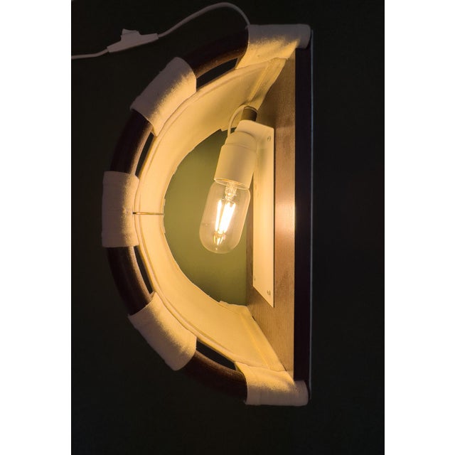 Pair of Linen and Bamboo Wall Sconces by Anna Ehrner for Ateljé Lyktan, C. 1970 For Sale - Image 10 of 11