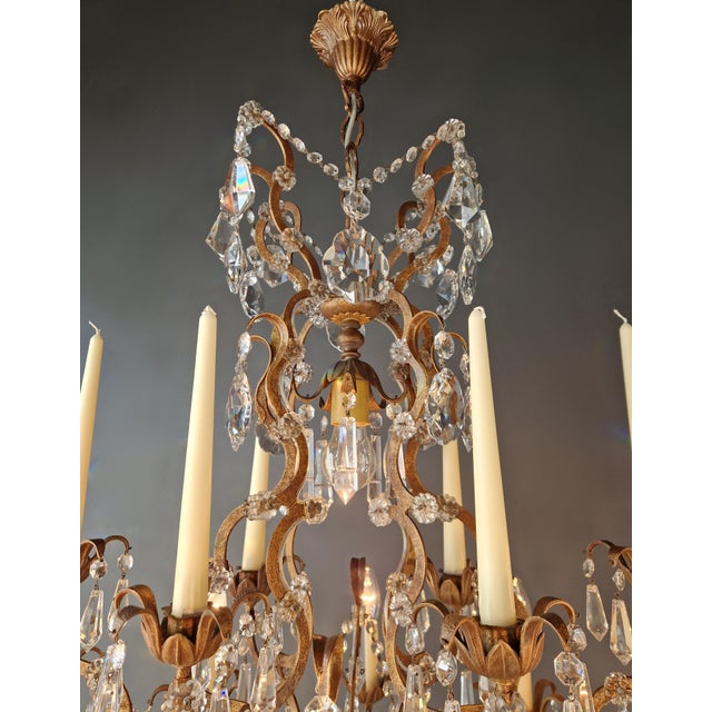 Oval Italian Baroque Revival Crystal Chandelier Rococo Style Dining Room Ceiling For Sale - Image 15 of 17