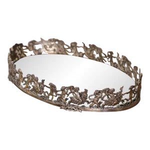 19th Century French Silvered Bronze Mirrored "Surtout De Table" With Cherubs