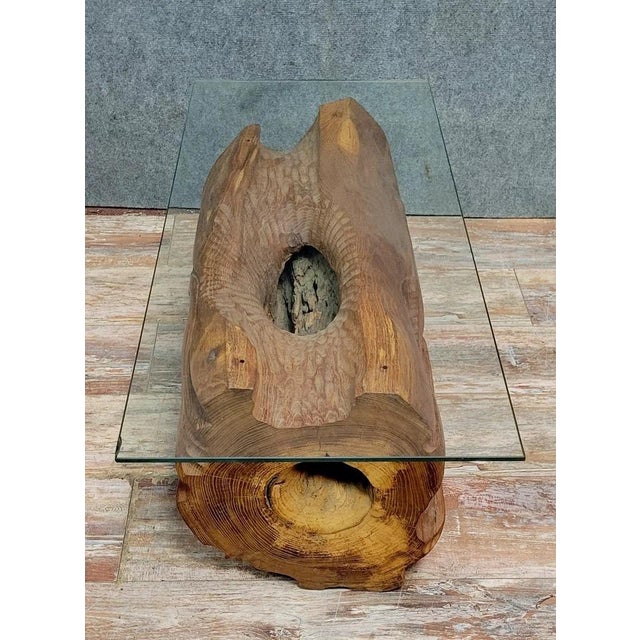 Vintage Coffee Table in Wood and Glass, 1999 For Sale - Image 4 of 6