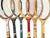 The product is a set of 6 vintage wooden tennis racquets from well-known brands such as Wilson, Bancroft, and Spaulding....