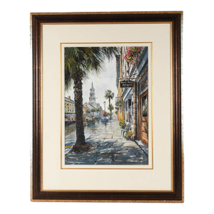 Late 20th Century Framed Print of William Mangum's "Broad St Antiques"