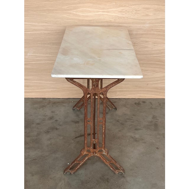 Early 20th Century French Solid Cast Iron French Scrolling Bistro Table with Marble Top For Sale - Image 12 of 18