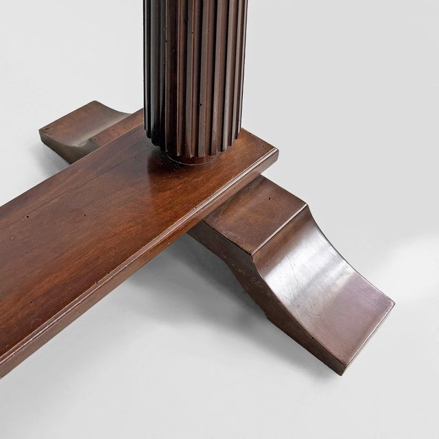 Brown Vintage Italian Art Deco Extendable Wooden Console Table, 1970s For Sale - Image 8 of 15