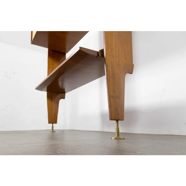 Mid-Century Brass and Oak Bookcase For Sale - Image 10 of 12