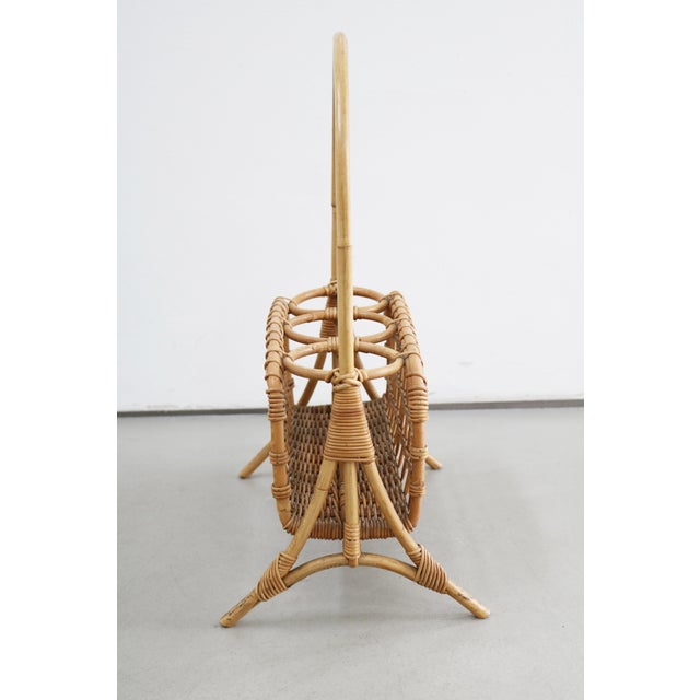 Mid-century modern bamboo and rattan bottle holder Made in Italy, 1960s Height 54 cm, Width 37.5 cm, Depth 25.5 cm...