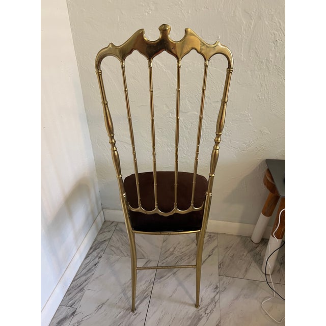 Pair of Vintage Italian Brass Chiavari High-Back Opera Chairs, 1960s — Palm Beach Estate For Sale - Image 11 of 12