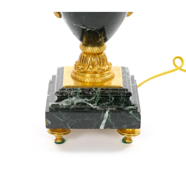 Pair Bronze-Mounted Antico-Verde Marble Urn-Form Table Lamps French, 19th Cent For Sale - Image 10 of 13