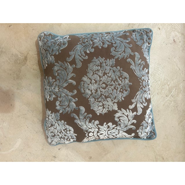 Traditional Pair of Velvet & Damask Accent Pillows –17x17 For Sale - Image 3 of 8