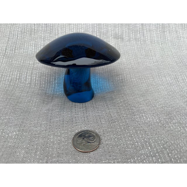Mid Century Modern Blue Glass Mushroom Paper Weight For Sale In New York - Image 6 of 11