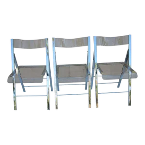 1990s Vintage Lucite Folding Chair With Chrome Frame Set of 3